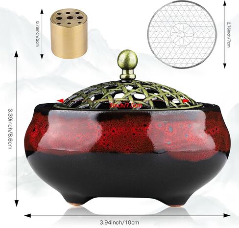 Incense Holder, Ceramic Incense Burner, Spiritual Gift, Durable & Elegant Design for Yoga, Altar, or Relaxation,Large Capacity Incense ash Catcher. (Fambe Red) in Saudi Arabia
