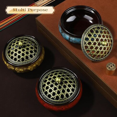 Incense Holder, Ceramic Incense Burner, Spiritual Gift, Durable & Elegant Design for Yoga, Altar, or Relaxation,Large Capacity Incense ash Catcher. (Fambe Red) in Saudi Arabia