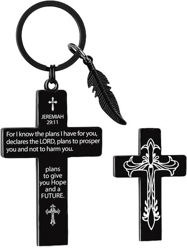 Cross Keychains Christian Bible Gifts - Double Sided KeyChain for Men Women Jesus Religious Keyring, Inspirational Verse Gift in Saudi Arabia