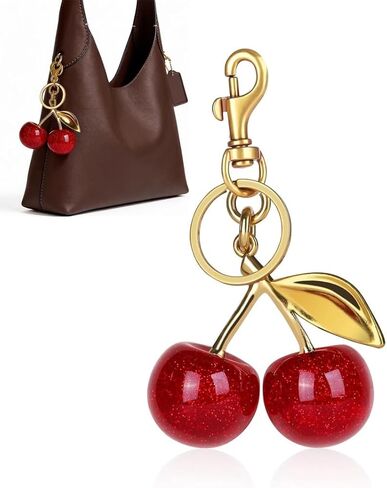 Cherry Bag Charm Purse Charms for Handbags Cute Cherry Keychain Bag Accessories Shoulder Bag Sparkling Charms for Women by dreamynini in Saudi Arabia
