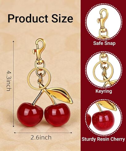Cherry Bag Charm Purse Charms for Handbags Cute Cherry Keychain Bag Accessories Shoulder Bag Sparkling Charms for Women by dreamynini in Saudi Arabia