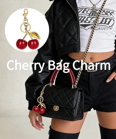 Cherry Bag Charm Purse Charms for Handbags Cute Cherry Keychain Bag Accessories Shoulder Bag Sparkling Charms for Women by dreamynini in Saudi Arabia