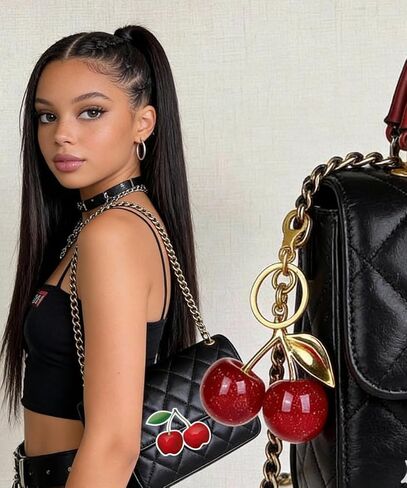 Cherry Bag Charm Purse Charms for Handbags Cute Cherry Keychain Bag Accessories Shoulder Bag Sparkling Charms for Women by dreamynini in Saudi Arabia