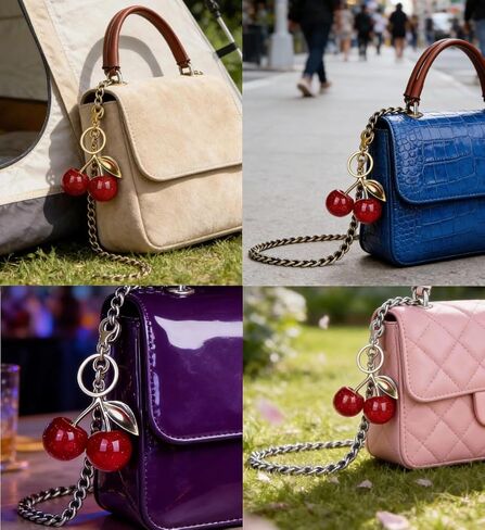 Cherry Bag Charm Purse Charms for Handbags Cute Cherry Keychain Bag Accessories Shoulder Bag Sparkling Charms for Women by dreamynini in Saudi Arabia
