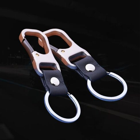 2-Pack Keychain with Leather Strap and Metal Clip, Durable Key Ring Holder for Car and Home Keys in Saudi Arabia