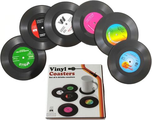Funny Retro Vinyl Record Coasters for Drinks Creative Music Drink Coasters for Music Lovers Home Decor Housewarming Wedding Gifts Ideas in Saudi Arabia
