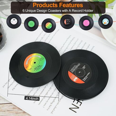 Funny Retro Vinyl Record Coasters for Drinks Creative Music Drink Coasters for Music Lovers Home Decor Housewarming Wedding Gifts Ideas in Saudi Arabia
