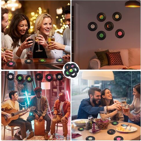 Funny Retro Vinyl Record Coasters for Drinks Creative Music Drink Coasters for Music Lovers Home Decor Housewarming Wedding Gifts Ideas in Saudi Arabia