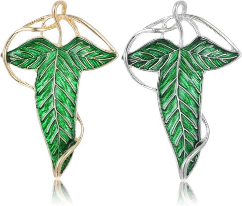 2Pcs Elven Green Tree Leaf Enamel Pin, Cloak Costume Accessories Cloak Clasp Brooches Green Brooch Pins Enamel Cloak Pin for Christmas Festive Attire and Cosplay Jewelry in Saudi Arabia