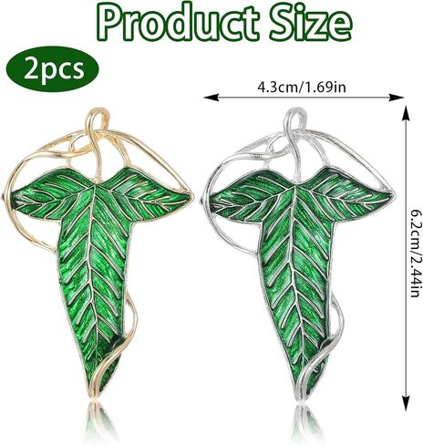 2Pcs Elven Green Tree Leaf Enamel Pin, Cloak Costume Accessories Cloak Clasp Brooches Green Brooch Pins Enamel Cloak Pin for Christmas Festive Attire and Cosplay Jewelry in Saudi Arabia
