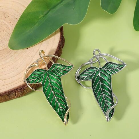2Pcs Elven Green Tree Leaf Enamel Pin, Cloak Costume Accessories Cloak Clasp Brooches Green Brooch Pins Enamel Cloak Pin for Christmas Festive Attire and Cosplay Jewelry in Saudi Arabia