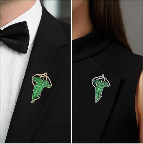 2Pcs Elven Green Tree Leaf Enamel Pin, Cloak Costume Accessories Cloak Clasp Brooches Green Brooch Pins Enamel Cloak Pin for Christmas Festive Attire and Cosplay Jewelry in Saudi Arabia