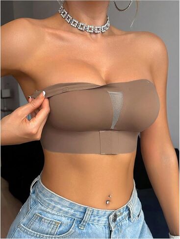 OYOANGLE Women's Front Closure Strapless Bra Non Slip Padded Bandeau Bra in Saudi Arabia