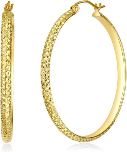 TWJC 14k REAL Yellow Gold 3mm Thickness Hoop Earrings (35 x 35 mm) in Saudi Arabia