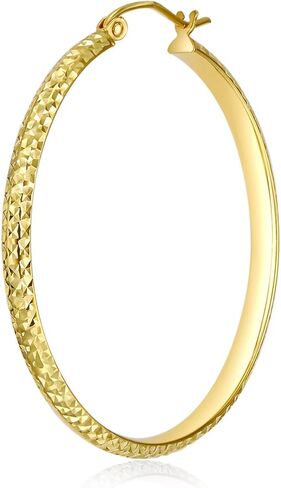 TWJC 14k REAL Yellow Gold 3mm Thickness Hoop Earrings (35 x 35 mm) in Saudi Arabia