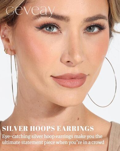 5Pairs Stainless Steel Hoops Earrings Hypoallergenic Hoop Earrings for Women Lightweight Thin Large Hoop Earrings Set 30/40/50/60/70MM in Saudi Arabia