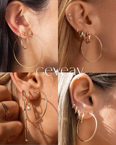 5Pairs Stainless Steel Hoops Earrings Hypoallergenic Hoop Earrings for Women Lightweight Thin Large Hoop Earrings Set 30/40/50/60/70MM in Saudi Arabia