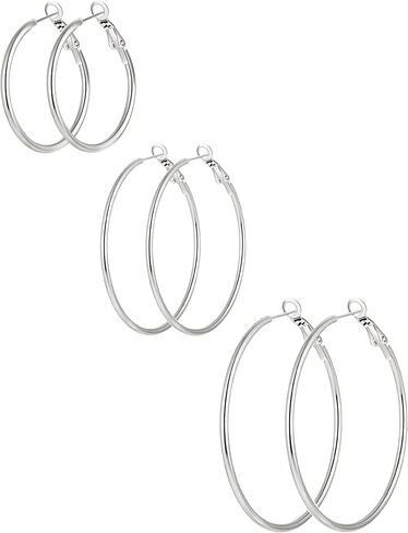 5Pairs Stainless Steel Hoops Earrings Hypoallergenic Hoop Earrings for Women Lightweight Thin Large Hoop Earrings Set 30/40/50/60/70MM in Saudi Arabia
