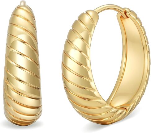 Gold Plated Hoop Earrings for Women 14K Gold Earrings for Women Design Hypoallergenic Lightweight Teardrop Gold Hoop Earrings Womens Hoops 13/18/22MM in Kuwait