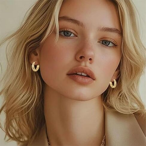 أقراط مطلية بالذهب للنساء 14 قيراط أقراط ذهبية للنساء تصميم هيبوالرجينيك خفيفة الوزن على شكل دمعة أقراط ذهبية للنساء 13/18/22 مم in Kuwait