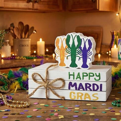 Smile St.Patrick's Day Wooden Book Stack Decor Green Shamrock & Lucky Truck Design, Freestanding Tabletop Shelf Wood Sign for Home Office in Saudi Arabia