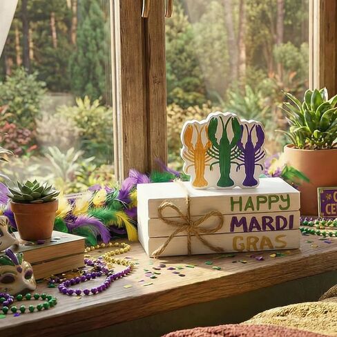 Smile St.Patrick's Day Wooden Book Stack Decor Green Shamrock & Lucky Truck Design, Freestanding Tabletop Shelf Wood Sign for Home Office in Saudi Arabia