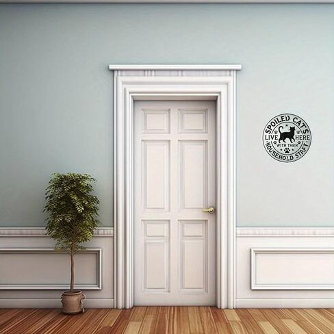 Spoiled Cats Live Here with Their Household Staff Vintage Rustic Aluminum Metal Round Wall Sign -8in Indoor Outdoor Gifts And Decor for Home, Office, Cafe & Yard in Saudi Arabia