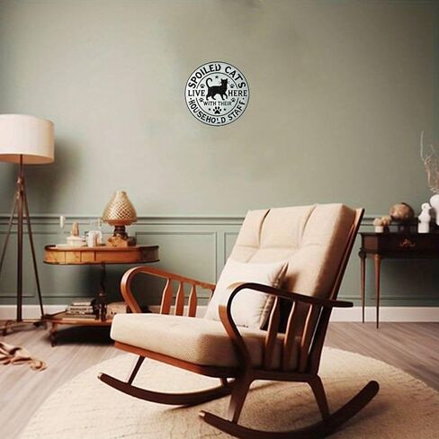 Spoiled Cats Live Here with Their Household Staff Vintage Rustic Aluminum Metal Round Wall Sign -8in Indoor Outdoor Gifts And Decor for Home, Office, Cafe & Yard in Saudi Arabia