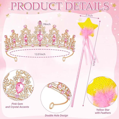 4 Pcs Pink Fairy Costume Princess Dress up Accessories for Girls Butterfly Fairy Wing Tutu Skirt Crown Tiaras Star Wand for Kids Reading Lover Book Week Day Party Cosplay Supplies in Saudi Arabia