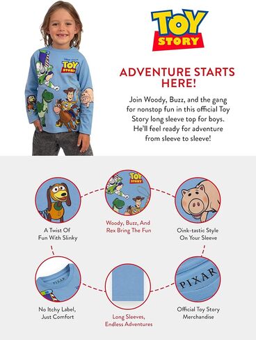 Disney Woody and Buzz Lightyear Shirt, Toy Story Hamm Bullseye Rex Slinky Dog Shirt, Kids Long Sleeve Shirts for Boys in Saudi Arabia