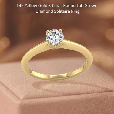 Diamond2Deal 1/10 Carat to 3 Carat Lab Grown Diamond Four Prong Solitaire Engagement Ring | 14K Yellow or White Gold Band Ring| E-F Color and VS1 Clarity in Saudi Arabia
