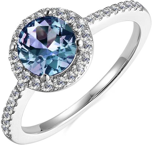Oval/Round Cut Alexandrite Engagement Rings for Women 10K 14K 18K Gold/Silver 1CT Created Color Change Alexandrite Promise Wedding Anniversary Rings June Birthstone Ring for Her in Kuwait