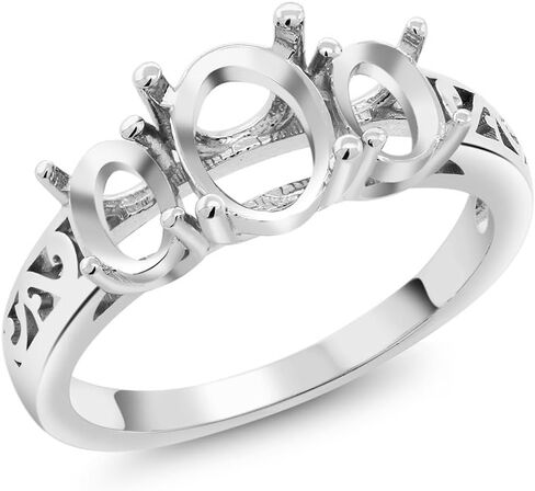 Gem Stone King Customized Personalized Engraved 3-Stone Engagement Ring For Women | 925 Sterling Silver | 3 Gemstone Birthstone Anniversary Promise Name Couple Mother's Ring | Size 5, 6, 7, 8, 9 in Saudi Arabia