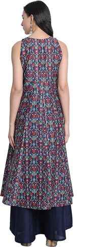 Janasya Indian Women's Blue Embellished Festive Wear Kurta Set for Women in Saudi Arabia