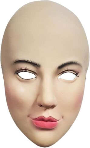 Realistic Female Mask with Makeup On Halloween Elastic Headband Female Mask Latex Halloween Mask for Cosplay Costume Party Prank, Halloween Mask in Saudi Arabia