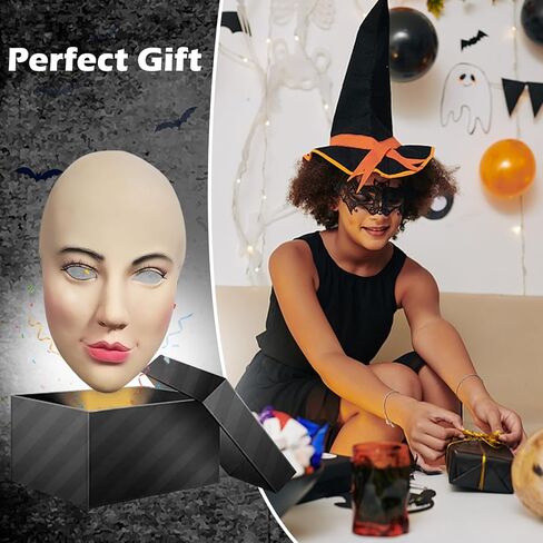 Realistic Female Mask with Makeup On Halloween Elastic Headband Female Mask Latex Halloween Mask for Cosplay Costume Party Prank, Halloween Mask in Saudi Arabia
