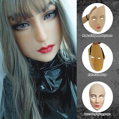 Realistic Female Mask with Makeup On Halloween Elastic Headband Female Mask Latex Halloween Mask for Cosplay Costume Party Prank, Halloween Mask in Saudi Arabia