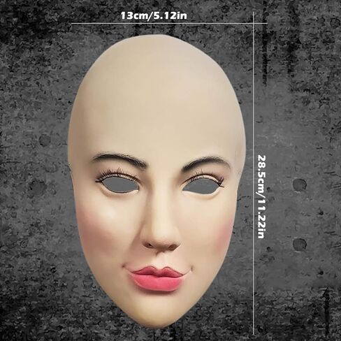 Realistic Female Mask with Makeup On Halloween Elastic Headband Female Mask Latex Halloween Mask for Cosplay Costume Party Prank, Halloween Mask in Saudi Arabia
