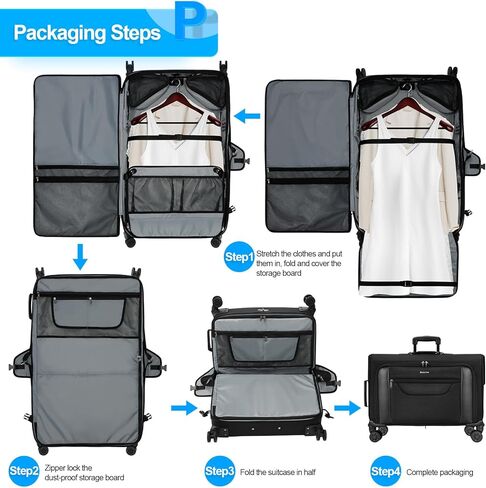 22 Inch Rolling Garment Bag for Business Trips, Carry On Suitcase with Built-In Hanging Clothes Section, 4 Spinner Wheels, Suit & Dress Travel Luggage (Men/Women) in Saudi Arabia