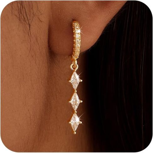 Pearl Dangle Earrings for Women, Dainty Gold Earrings 14K Gold Drop Earrings for Women Trendy Hypoallergenic Long Gold Wedding Earring Small Formal Prom Earring Waterproof Fashion Womens Jewelry in Saudi Arabia