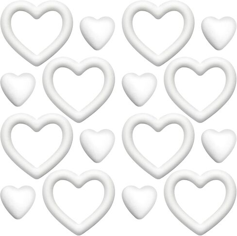 Amylove 32 Pieces Heart Shaped Foam White Foam Heart Wreath Forms for Crafts Projects, Wedding and Valentine's Decorations (7 Inch and 3.5 Inch) in Saudi Arabia