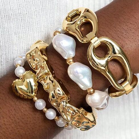 Gold Bangle Bracelets for Women, Stackable Gold Bangle & Bracelet Set, El Jewelry Bracelets for Women, Gifts for Women fall fashion jewelry womens fashion in Saudi Arabia
