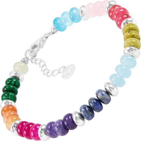Silpada 'Colored in' Sterling Silver Mixed Stones Beaded Bracelet, 7" + 1" (6mm) in Saudi Arabia
