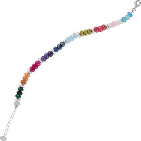Silpada 'Colored in' Sterling Silver Mixed Stones Beaded Bracelet, 7" + 1" (6mm) in Saudi Arabia