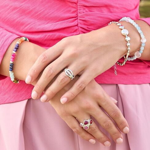 Silpada 'Colored in' Sterling Silver Mixed Stones Beaded Bracelet, 7" + 1" (6mm) in Saudi Arabia