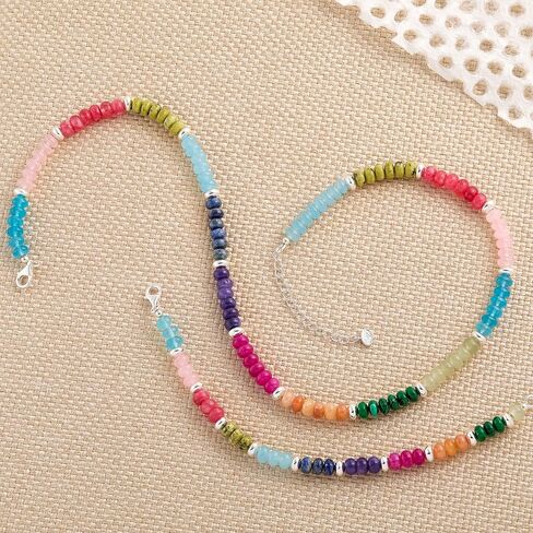 Silpada 'Colored in' Sterling Silver Mixed Stones Beaded Bracelet, 7" + 1" (6mm) in Saudi Arabia