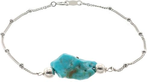 LTC Designs Sterling Silver Cosmic Chain Bracelet with Rough Turquoise Center Station, 7" in Saudi Arabia