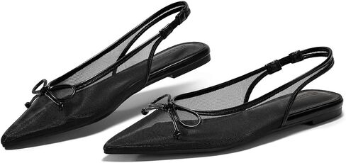 Coutgo إمرأة Slingback الشقق القوس مغلقة أشار تو شبكة الباليه الشقق صنادل كعب منخفض اللباس الأحذية in Saudi Arabia