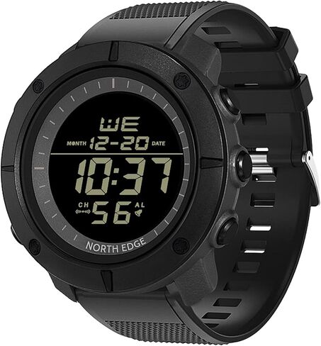 ساعات NORTH EDGE للرجال ساعات عسكرية للرجال من ألياف الكربون مقاومة للماء بطول 164 قدم، بوصلة عداد الخطى، رياضية تكتيكية، الحد الأدنى من المسرع EL الخلفية نايلون (أخضر) in Kuwait