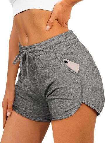 Womens Athletic Shorts Running Dolphin Shorts with Pockets and Drawstring in Saudi Arabia